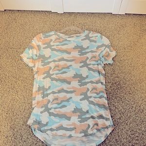 Pastel camo stretchy lightweight high low shirt. Never worn